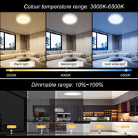 Plafonnier LED RGB à télécommande, intensité variable, pour maison intelligente européenne, 3000K-6500K réglable, 24W, éclairage de chambre