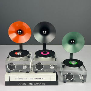 Statuetta Trasparente a Forma di Giradischi in Stile Nordico, Minimalista, Arancione, Verde, Nero, Decorazione da Tavolo per Ufficio e Casa - Product Image 2