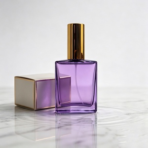 Flacon pulvérisateur de parfum élégant en verre ambré plat, couleur personnalisée, 50 ml et 110 ml, pour soins de la peau et compartiment de parfum en soie - Product Image 2