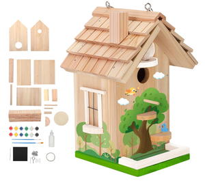 בית ציפורים גדול, אקולוגי, מעץ ארז טבעי, להרכבה עצמית, מתאים למבוגרים ולילדים, קל להרכבה. - Product Image 1