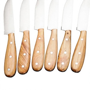 Juego de 6 Cuchillos para Pan Jexa con Hojas Dentadas de Acero Inoxidable, Mangos de Madera, Ecológicos, Ambidiestros, Acabado Satinado - Product Image 4