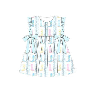 GSD3847 Vestido infantil personalizado con estampado de botas coloridas para niña, conjunto sin mangas para bebé, venta al por mayor - Product Image 2