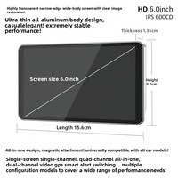 Rétroviseur électronique ultra-plat en aluminium étanche avec caméra double objectif 720P à dégivrage ventilé et écran haute luminosité 6,0 pouces