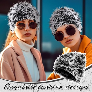 Chapeau de sport d'hiver unisexe en laine jacquard tricotée, chaud et délavé, sans bord, avec <span class=keywords><strong>bouton</strong></span> - Product Image 4