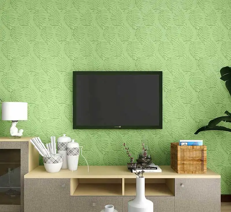 Современное украшение дома Самоклеящиеся листья волнистые стеновые панели настенные интерьерные 3D пенопласт дизайн комнаты