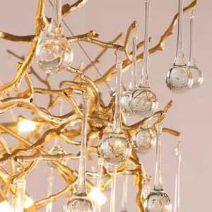 <span class=keywords><strong>Lustre</strong></span> Créatif de Designer en Cristal pour Salle à Manger, Style Luxe Léger Français, Branches de Cuivre, Ambiance Haut de Gamme pour Villa - Product Image 4