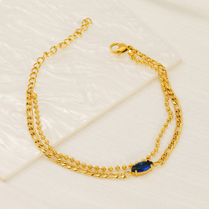 Zogxin Gold Plated Double Layer Chain <b>Bracelet</b> With Zircon Stone For Women Everyday Wear - Product Image 2