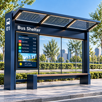 Abri de bus moderne à structure en acier avec affichage numérique, écran LCD et système d'affichage PIS