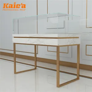 Jewelry Shop Furniture Gold Stainless Steel Jewelry Display Table Cheap Jewelry Glass Display Showcase With Storage Cabinet