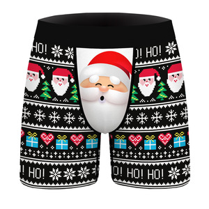 Joyeux Noël Imprimé Taille Moyenne Respirant Hommes Longs Boxers Hommes Noël Confortable Grande Taille Boxers - Product Image 2