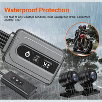Caméra de tableau de bord moto 2K DVR double objectif avec WiFi intégré, GPS, étanche IP67, contrôleur filaire et surveillance de stationnement 24h/24