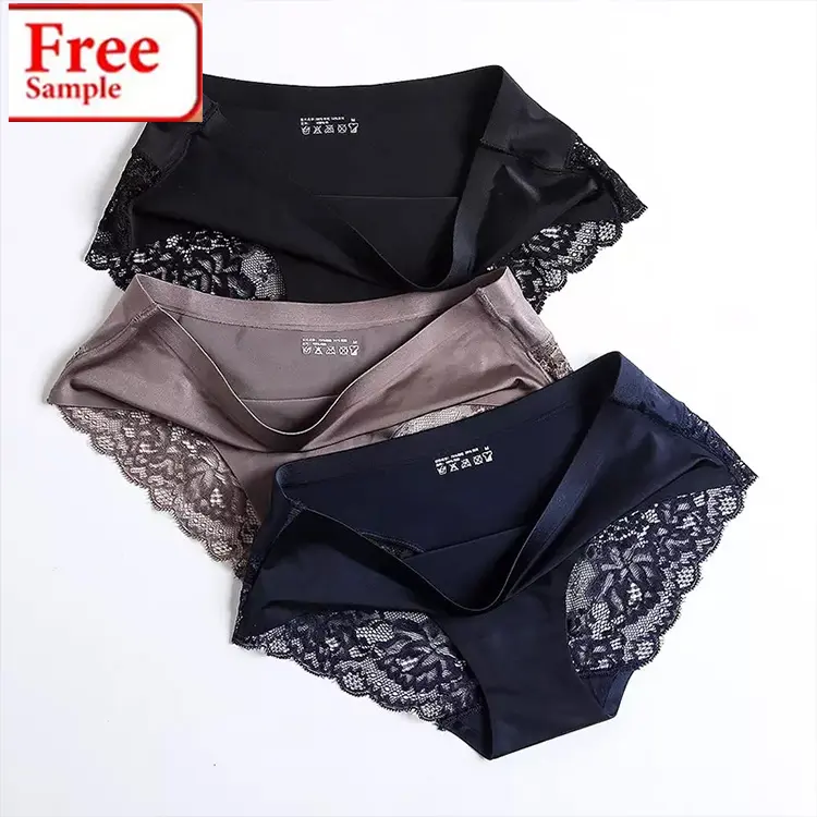 Ladies Sexy Satin Ice Silk Underwear Women Sexy briefs Seamless Lace Panties women's panties woman underwear