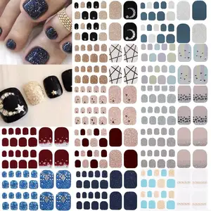 Toe Nail Stickers Full Nail Wraps Polish Strips For Women Gel Nail Strips Self Adhesive Toes Manicure Sticker