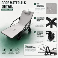 Chariot de camping pliable avec logo personnalisé, chariot utilitaire multifonction avec roues robustes pour la plage, les pique-niques, les courses et les activités de plein air