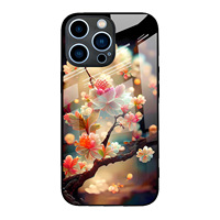 Coque de téléphone antichoc en verre trempé avec motif fleur de prunier peinte sur mesure pour iPhone 17 18 Pro Max 16 15 14 Plus 13 12 11 Pro