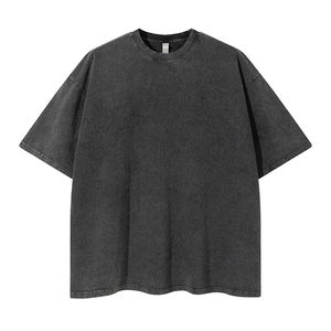 T-shirt 260 GSM in cotone 100% di alta qualità da uomo a spalla oversize a ritiro Zero stile Acid Washed in stile Vintage - Product Image 1