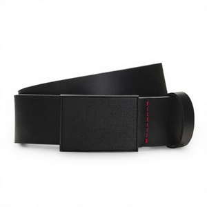Black PU Leather Belt <b>Men</b> Casual Wide Waist Belt with Alloy Plate Buckle <b>for</b> Jeans <b>Gift</b> - Product Image 4