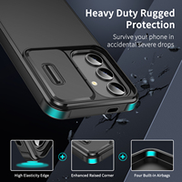 Étui coulissant à fenêtre poussoir pour Samsung Galaxy S24 Housse de protection antichoc pour appareil photo Samsung S23 S22 Plus S25 Ultra