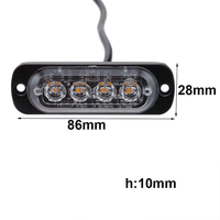 Luz de rejilla intermitente de seguridad para coche, de 12V Flash, 4Leds, advertencia Led para camión, luz estroboscópica de posición lateral, luces de advertencia Led de emergencia