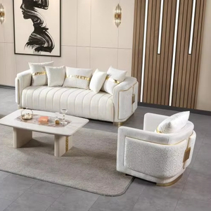 أريكة حديثة مخملية عاجية قابلة للطي و Loveseat مع غطاء قابل للغسل - Product Image 1