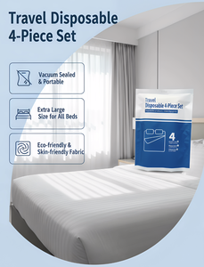 Draps de lit jetables (drap, housse de couette, taie d'oreiller) anti-acariens 200TC, toutes saisons, essentiels <span class=keywords><strong>pour</strong></span> les voyages et l'hôtellerie, portables - Product Image 1