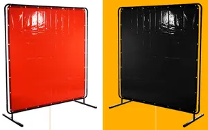 Portable Welding Curtains Welding Screen With Frame Flame-Resistant Vinyl Welding Protection Screen For Workshop