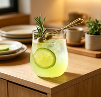Verre de dégustation à nervures verticales de style tulipe ; Fabriqué en verre borosilicate résistant à la chaleur ; Design minimaliste adapté aux lattes