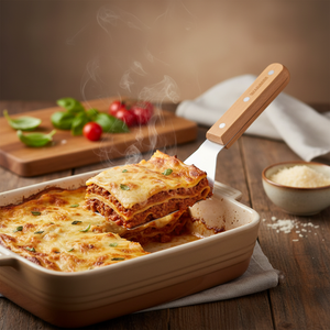 Taglio di lasagne in legno di faggio e acciaio inossidabile utensile Premium per una presentazione perfetta - Product Image 3