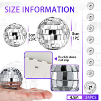 Mini boules disco miroir argentées à suspendre pour décorations d'arbre de Noël, de mariage et de fête, fournitures de thème disco pour les fêtes