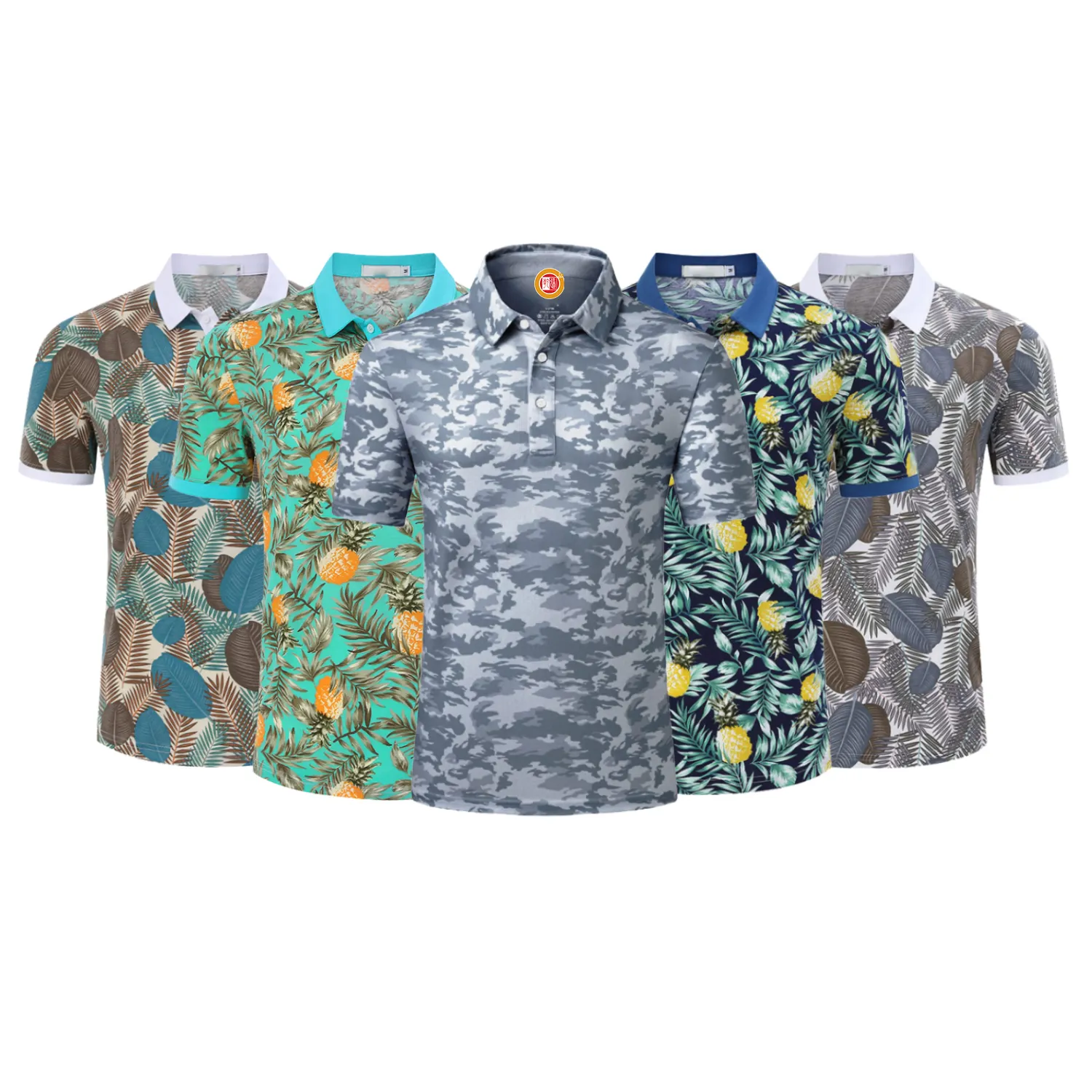 Custom logo 4 way stretch camo graphic luxury high quality quick dry golf wear summer casual fashion polo t shirt men
