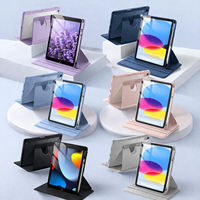Étui transparent pour iPad avec rotation à 360°, en TPU et PC, support multi-angles, porte-crayon, fonction veille/réveil intelligente