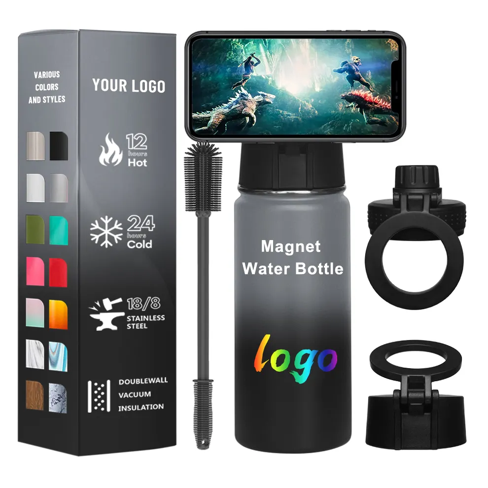 700ml magsafe vacuum water bottle stainless steel custom gym water bottle with magnetic phone holder Female Business Gifts