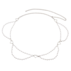 Chaîne de taille multicouche en perles d'imitation style européen et américain, chaîne de corps décorative en métal pour robe de soirée - Product Image 5