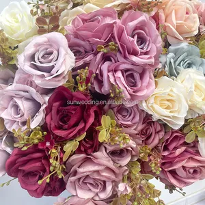 Sunwedding Atacado Hot Sale Longo Único Stem Artificial Silk Colorido Rose Flores Para A Decoração Do Casamento