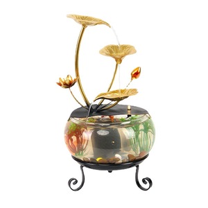 Fontaine d'eau de bureau avec aquarium en verre à débit d'eau, décoration moderne pour la zone de réception de bureau - Product Image 5