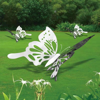 Statue de jardin de papillon en acier inoxydable, sculpture de papillon artificiel en acier inoxydable à vendre
