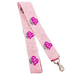 Best Quality <b>Pink</b> Embroidered Cupcake <b>Purse</b> Strap With Gold Hooks Handmade Valentine's Day Crossbody Accessory for Woman Bags - Product Image 1