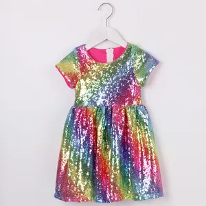 Kids Sequin Dresses For Girls 2024 Summer Dresses Toddler Girls Birthday Evening Elegant Dresses Christmas