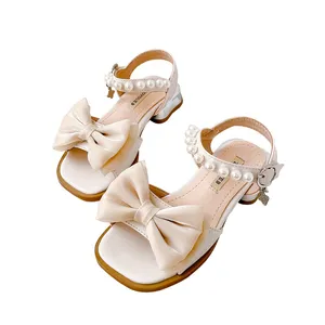 Sandales à talons hauts pour enfants, Style princesse, à la mode, avec nœud papillon, sandales d'été pour filles