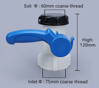 Vanne papillon cuve IBC VALVE 62/75/100 vanne plastique pour cuve sortie avec écrou pour gazole eau