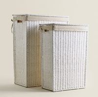 Panier de rangement pliable pour le linge en corde de papier tressée à la main avec cadre pliable, organisateur blanc ZH