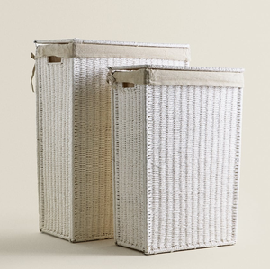 Cestini <span class=keywords><strong>portabiancheria</strong></span> pieghevoli in corda di carta intrecciata a mano con Organizer pieghevole con struttura in ferro ZH - Product Image 1