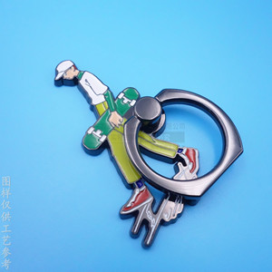 Custom <b>Ring</b> Holder Phone Stand Zinc Alloy Gunmetal Desktop Stand With <b>Cartoon</b> Character Design Manual Clip Insert Type - Product Image 2