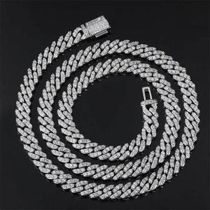 Wholesale 8mm Cuban <b>Chain</b> Flap Buckle Single Zircon Men's <b>Copper</b> Cuban <b>Chain</b> Necklace Bracelet - Product Image 6