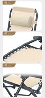 Chaise longue de plage d'extérieur en gros, chaise inclinable à gravité zéro réglable, chaise de jardin pliable