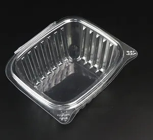 Contenedor de Plástico Transparente Desechable para Alimentos, Contenedor con Bisagras de 16oz, Disponible de Una Sola Vez a Uso