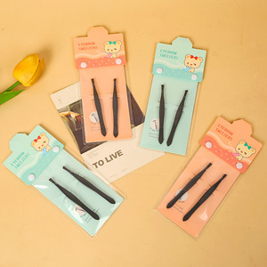 Eyebrow Tweezers Stainless Steel Flat Top Hair Plucking Beauty <b>Makeup</b> <b>Tools</b> General Use Two Per Pack - Product Image 1