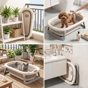 <span class=keywords><strong>Baignoire</strong></span> pliable pour animaux de compagnie, <span class=keywords><strong>baignoire</strong></span> pliable pour chiens et chats, <span class=keywords><strong>baignoire</strong></span> de toilettage portable anti-évasion avec drain pour petits/moyens animaux - Product Image 4