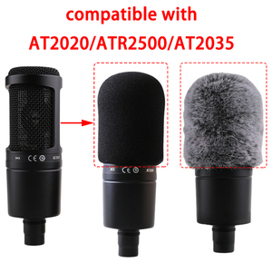 Per Audio <span class=keywords><strong>Technica</strong></span> AT2020 AT2035 ART2500 copertura parabrezza 1/2 pz microfono schiuma Pop filtro con connettore XLR antivento pelliccia artificiale - Product Image 3