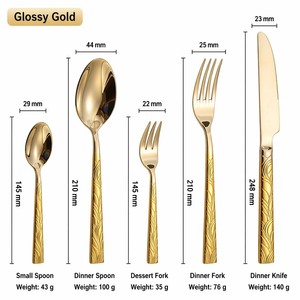 Wholesale Stainless Steel Heavy <b>Flatware</b> <b>Set</b> Thick Square Hammered Handle Cutlery <b>Set</b> for Wedding Party - Product Image 6